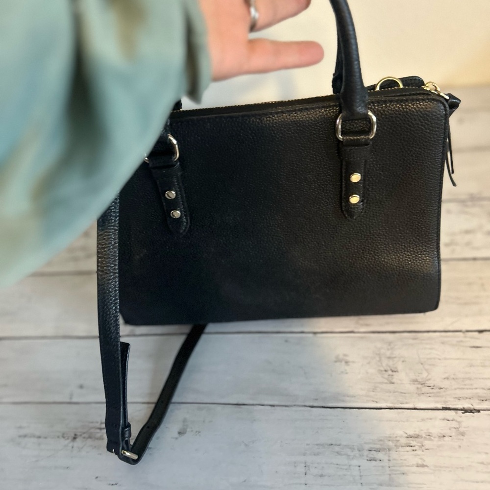 kate spade Black Pebbled Leather Satchel with Crossbody Strap - Picture 5 of 14